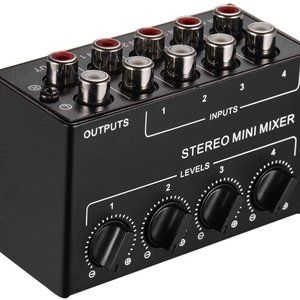 BNIB Mini Stereo RCA 4 channel passive audio mixer CX400
